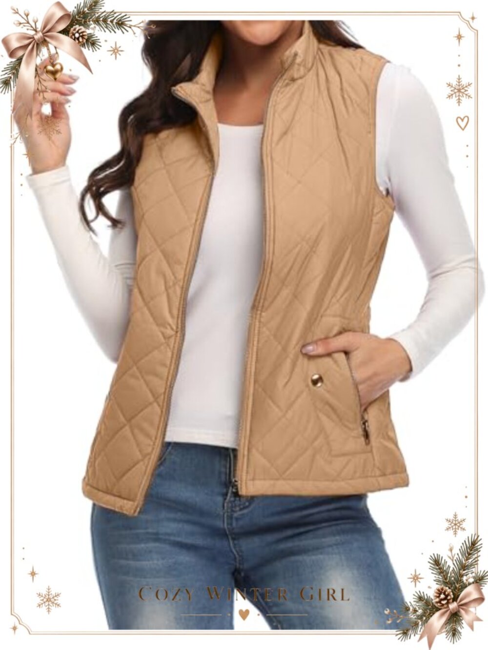 Quilted Puffer Vest Sleeveless Zip Up Outerwear Gilet